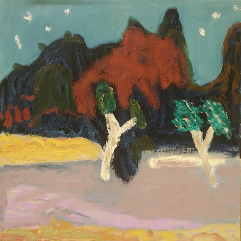 Desert night oil on linen by artist Sally Stokes