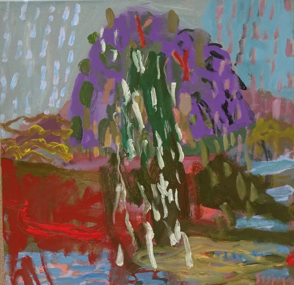 The island wept oil on linen by artist Sally Stokes