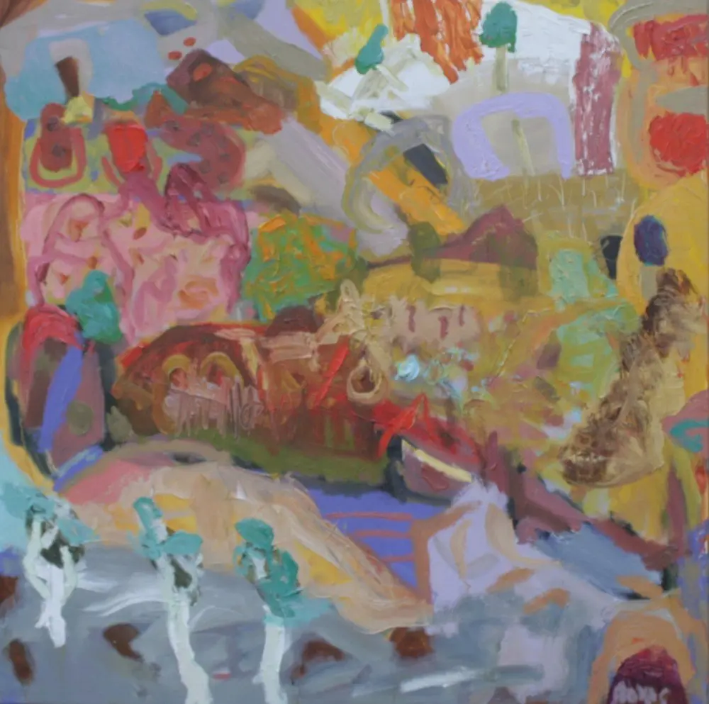 Road to Ndhala oil on canvas by artist Sally Stokes