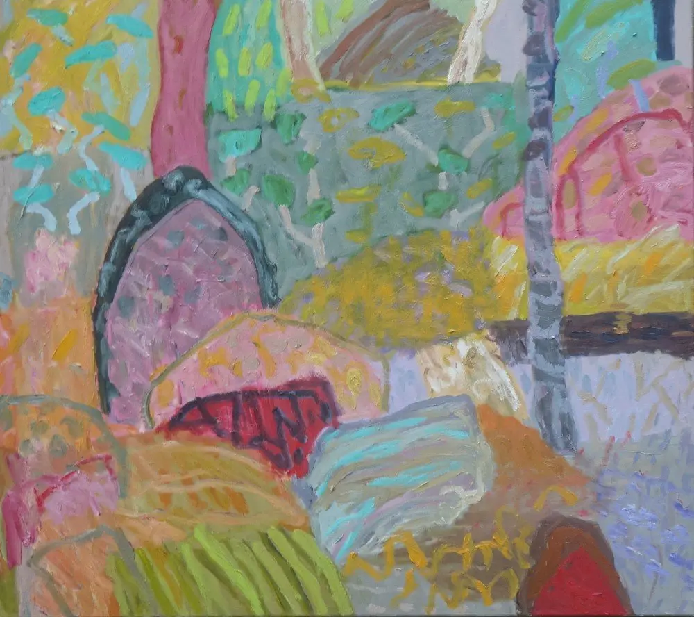 Glad to love oil on canvas by artist Sally Stokes