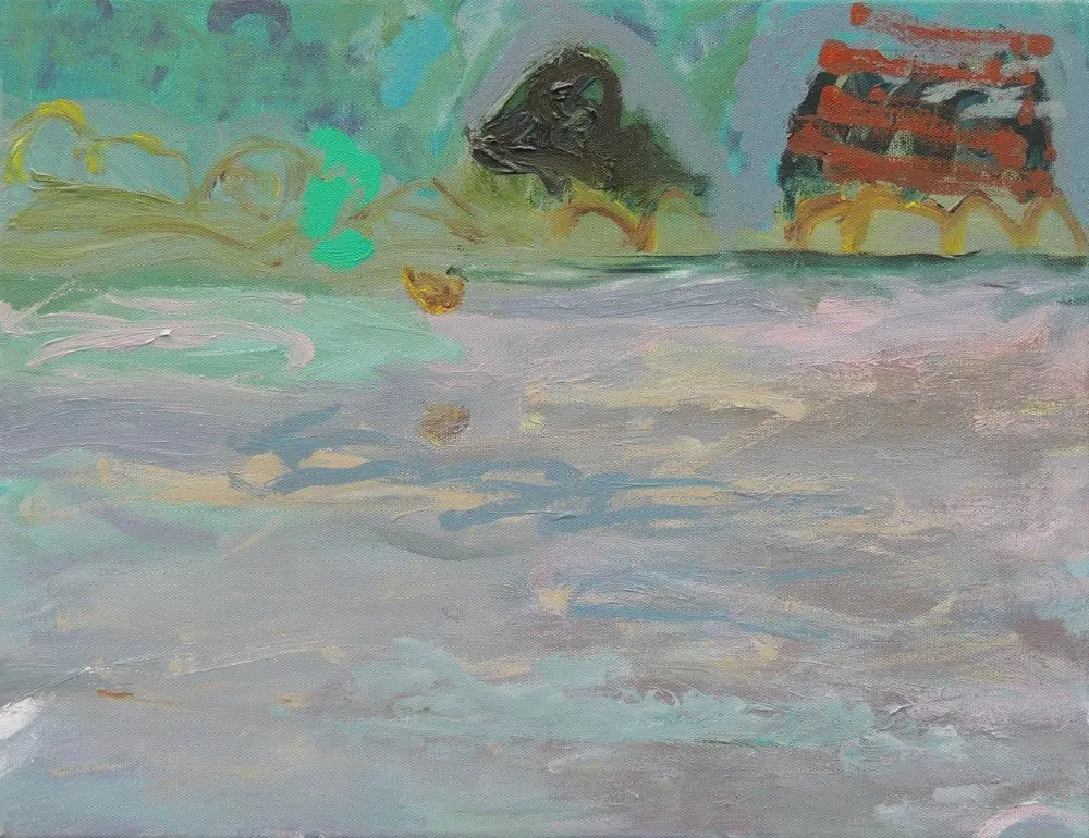 From Peat Island 5 acrylic on canvas by artist Sally Stokes