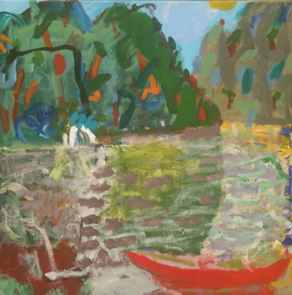 Little dance Acrylic on linen by artist Sally Stokes