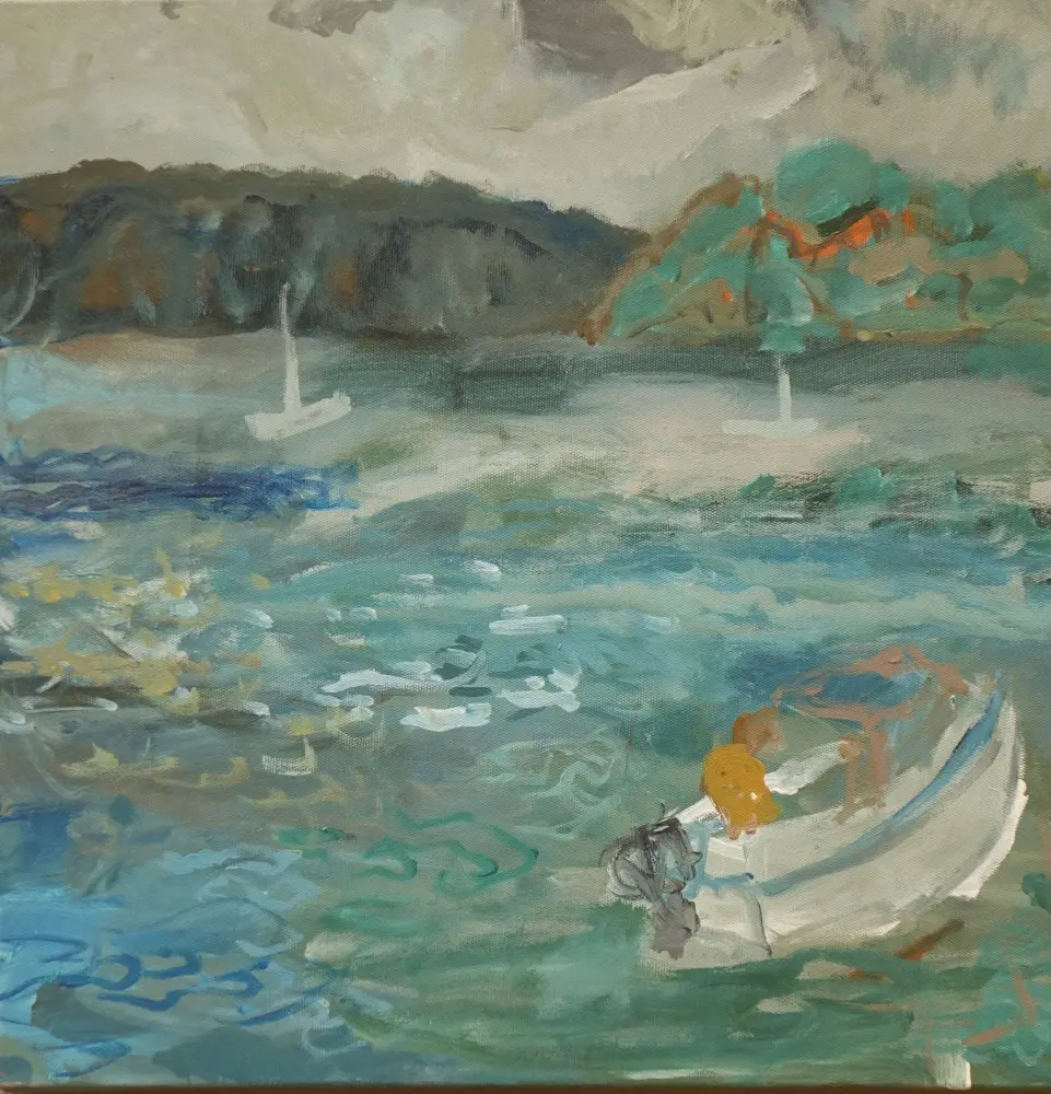 Bon voyage  Acrylic on canvas by artist Sally Stokes