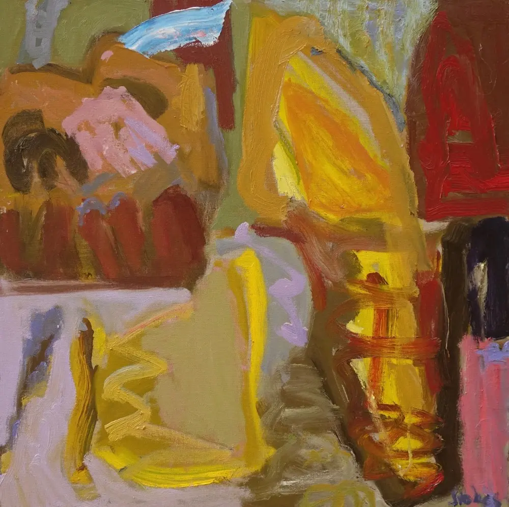 Am I not among the early risers (SOLD) oil on linen by artist Sally Stokes