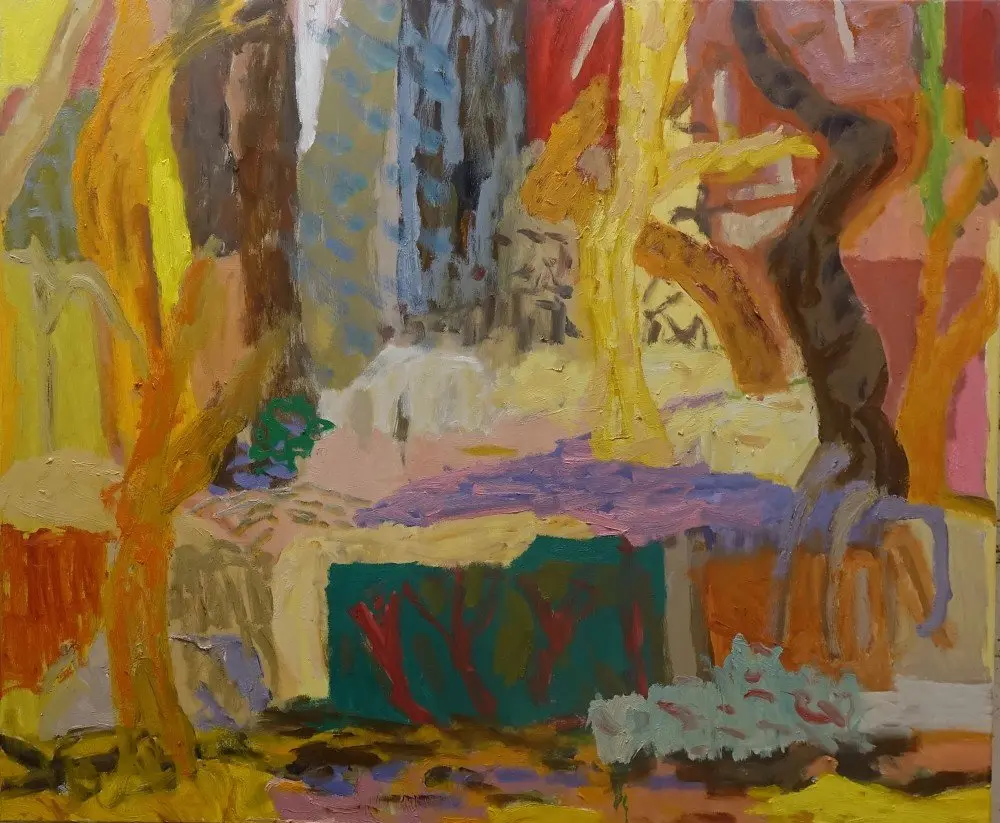 Move around it oil on canvas by artist Sally Stokes