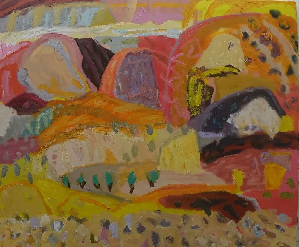 Placement oil on canvas by artist Sally Stokes