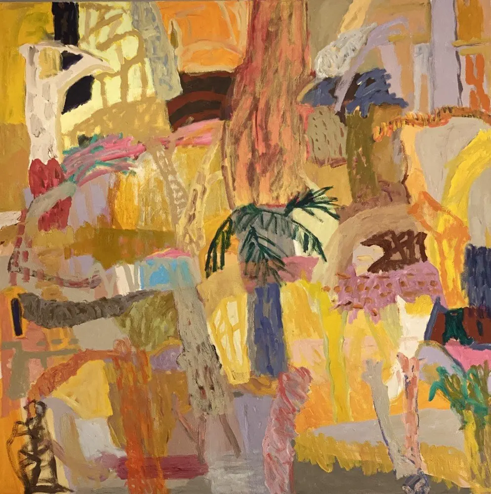 Meanwhile (Allocated LM) oil on canvas by artist Sally Stokes