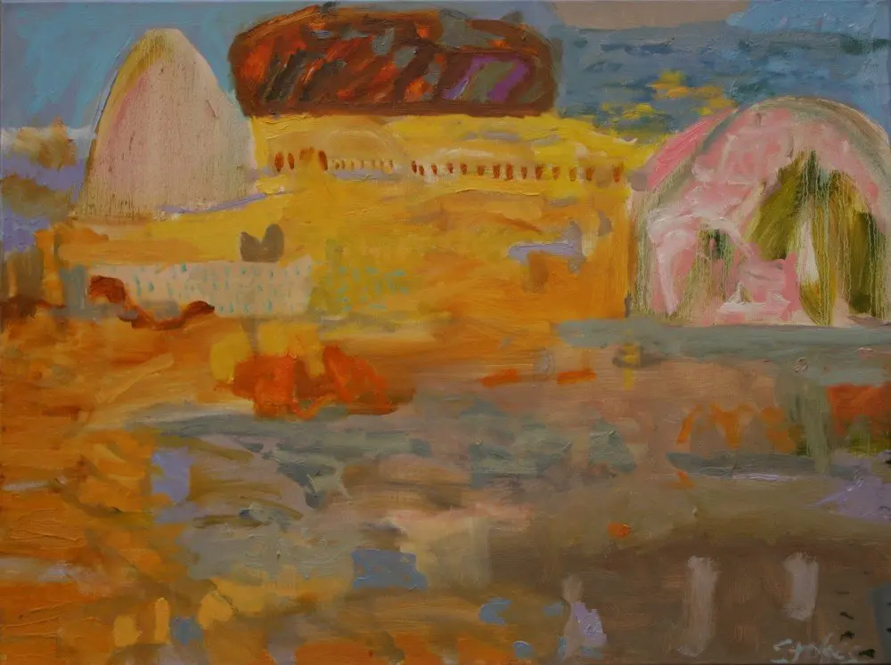 Mud Flats oil on linen by artist Sally Stokes