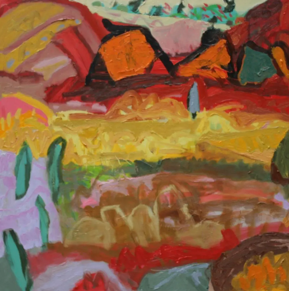 Road to Chambers oil on canvas by artist Sally Stokes