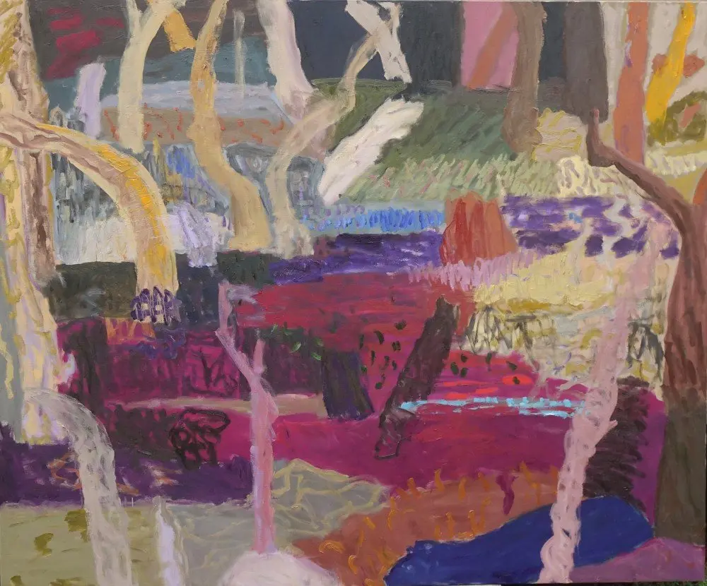 Through the darkness  oil on linen by artist Sally Stokes