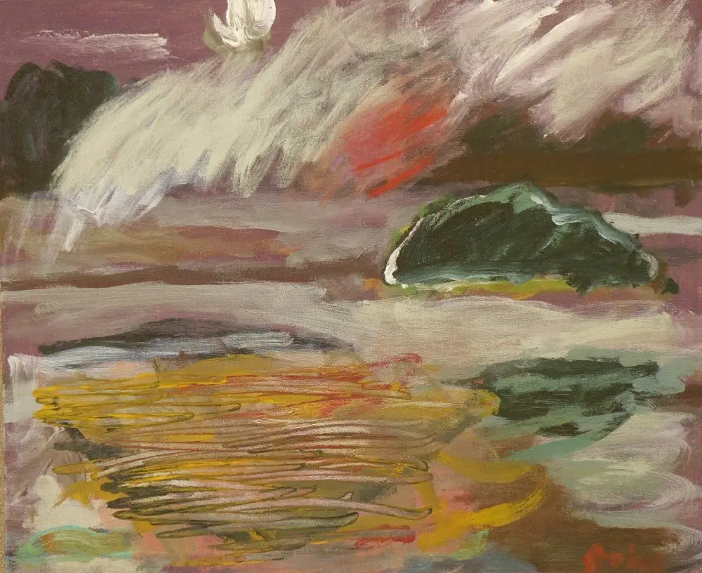 Moon rising (SOLD) acrylic on linen by artist Sally Stokes