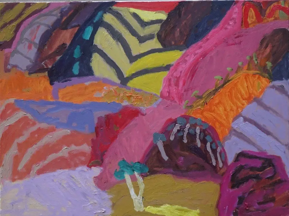 Yellow shadow oil on canvas by artist Sally Stokes
