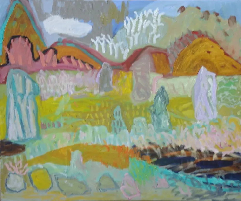 All of us (SOLD) oil on linen by artist Sally Stokes