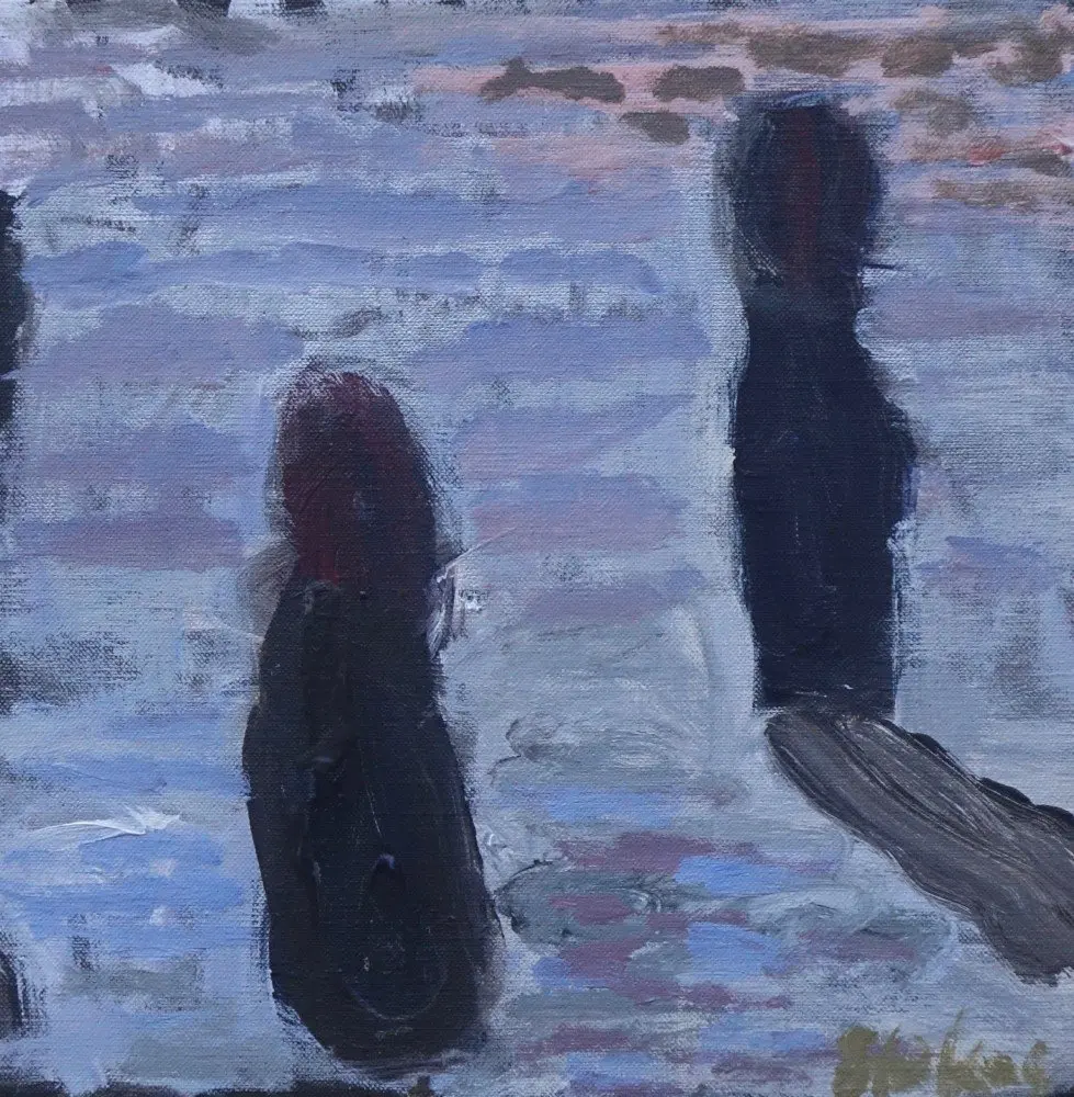 Remaining acrylic on linen by artist Sally Stokes