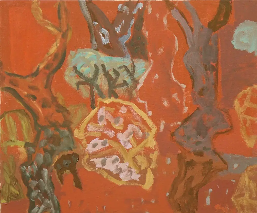 Speaking to me acrylic on linen by artist Sally Stokes