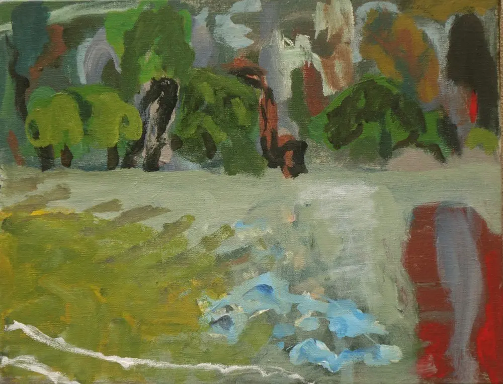 Early morning acrylic on linen by artist Sally Stokes