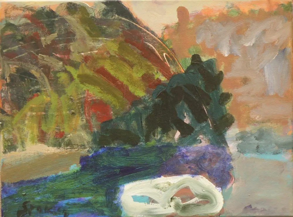 Sunburst acrylic on linen by artist Sally Stokes