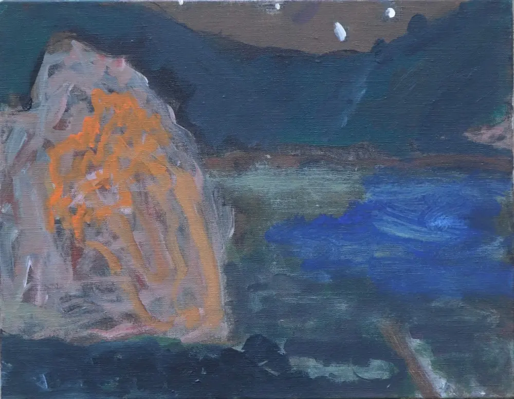 Night acrylic on linen by artist Sally Stokes