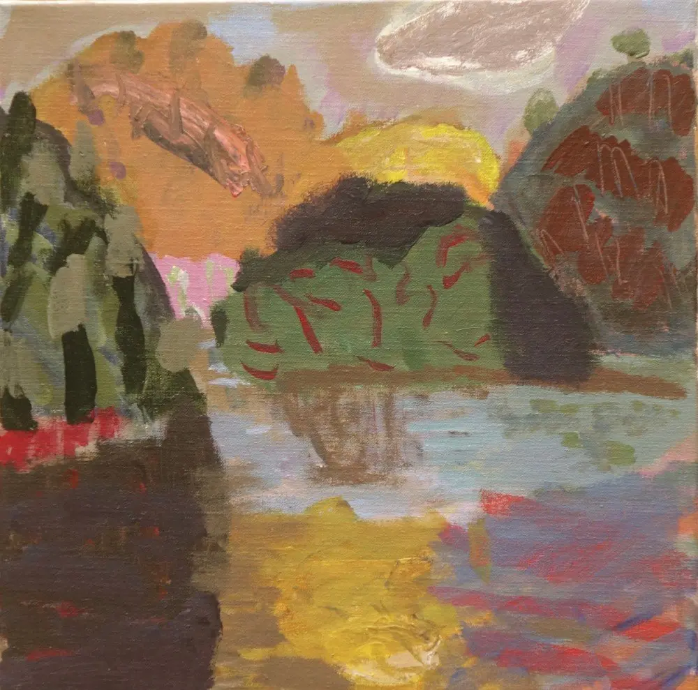 Long sweet day acrylic on linen by artist Sally Stokes