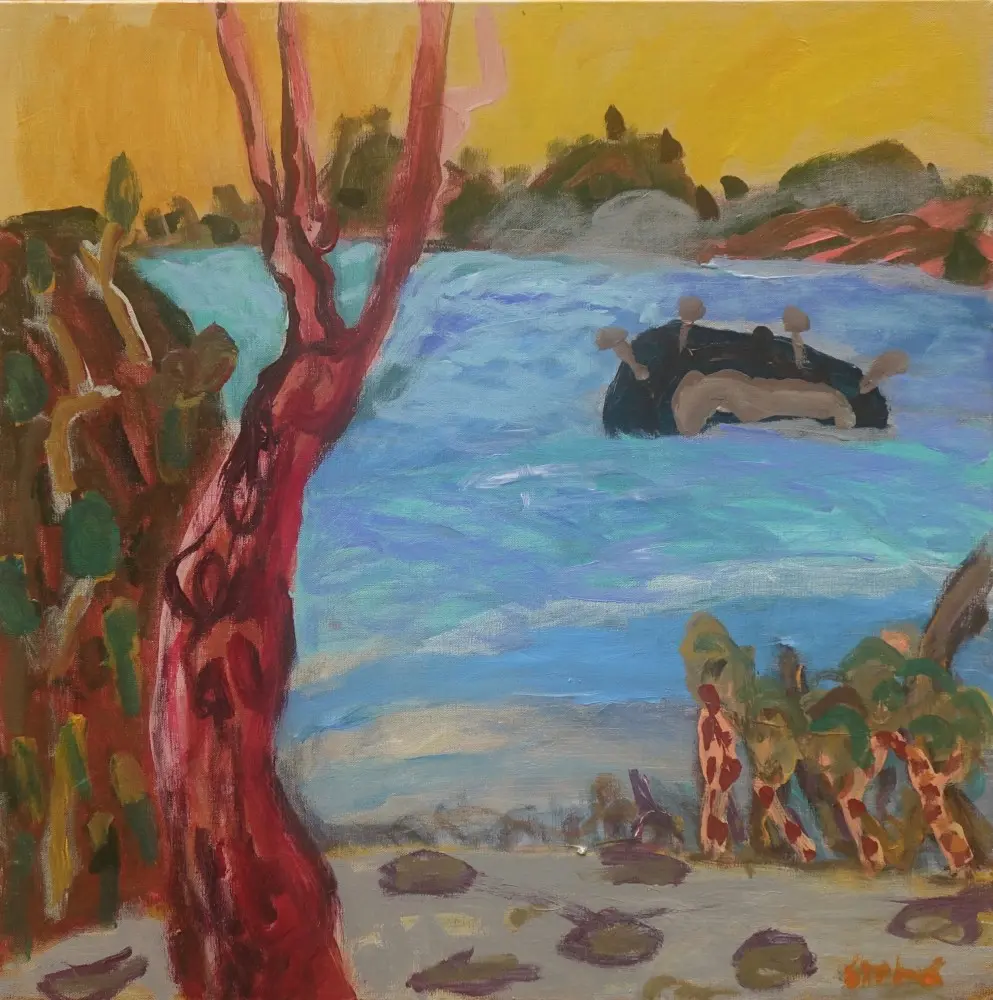 Good morning acrylic on linen by artist Sally Stokes