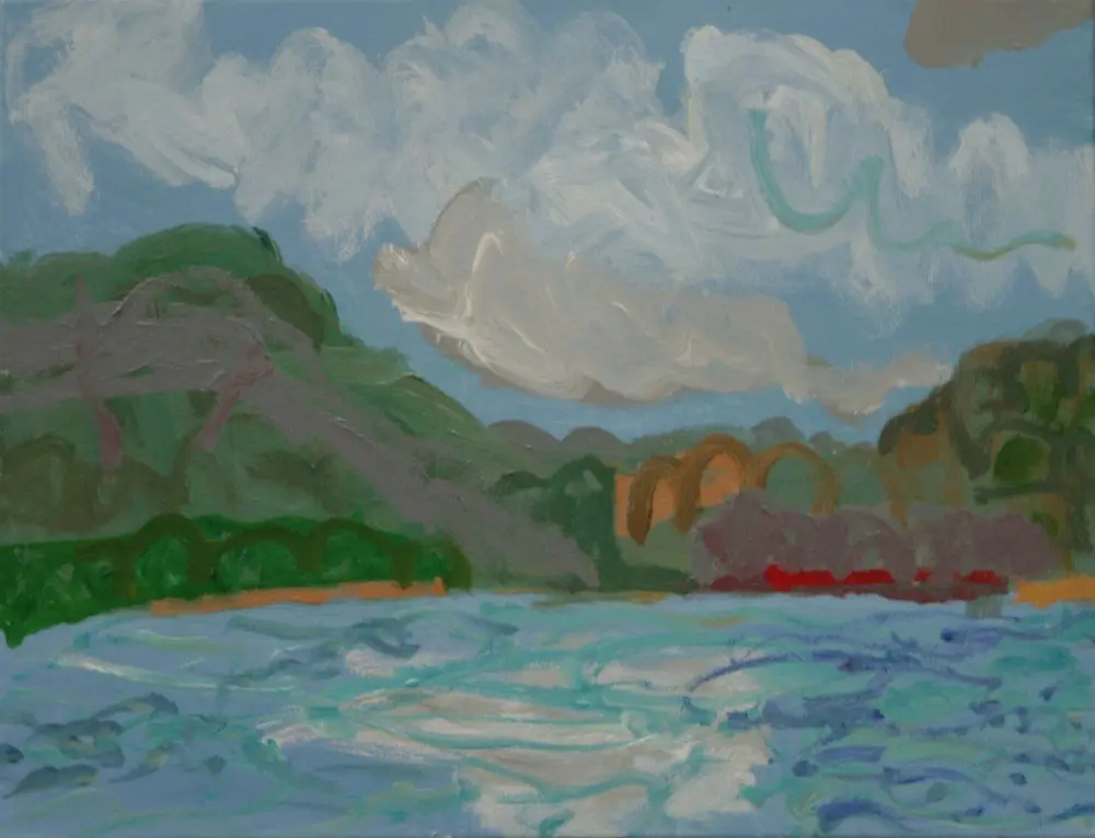 From Peat Island 1 acrylic on canvas by artist Sally Stokes