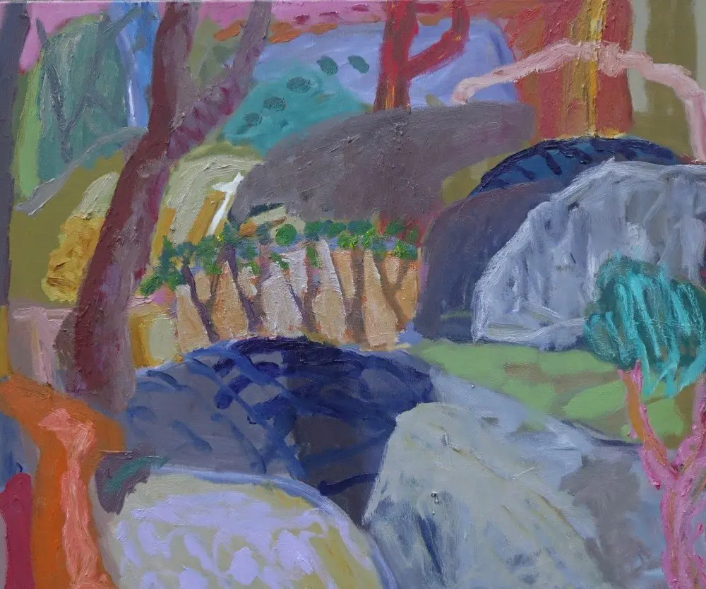 The poetry (SOLD) oil on linen by artist Sally Stokes