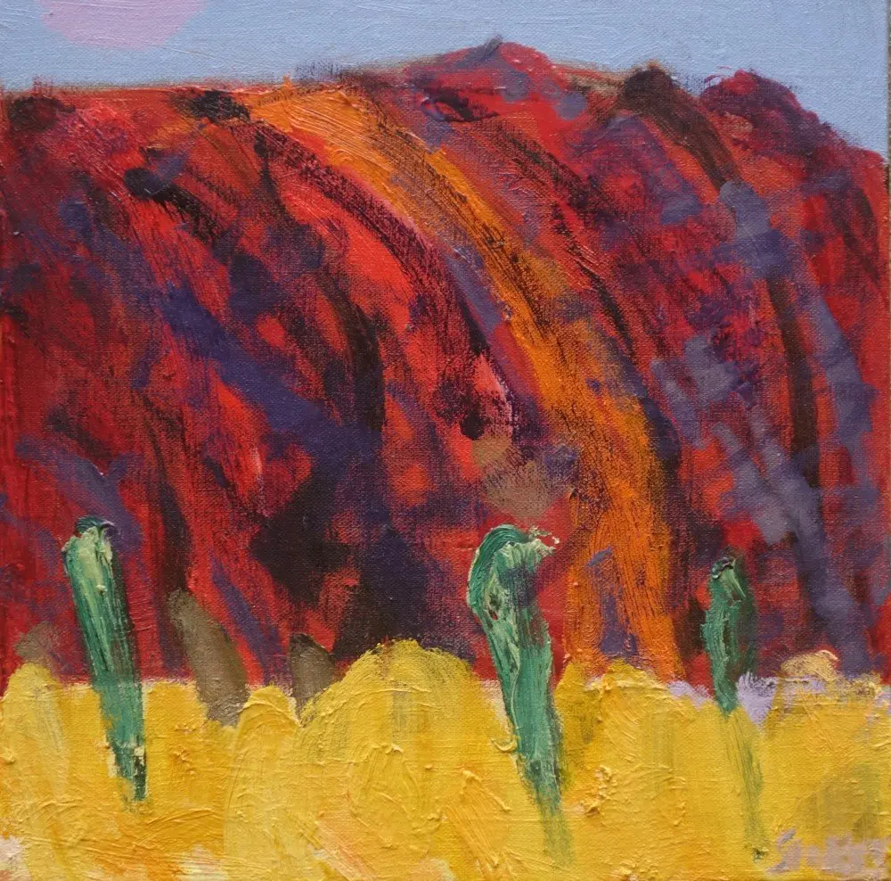 The rock oil on linen by artist Sally Stokes