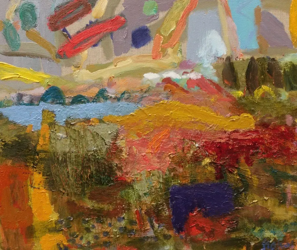 Deep reflection oil on linen by artist Sally Stokes