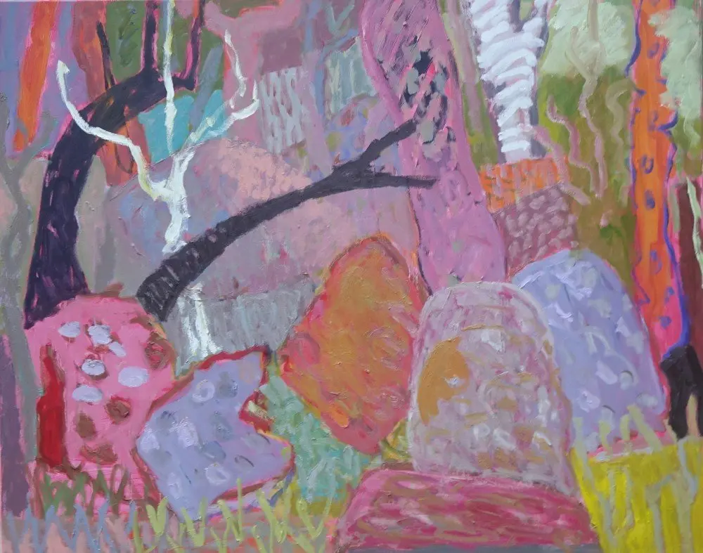 Happiness brimming  oil on canvas by artist Sally Stokes