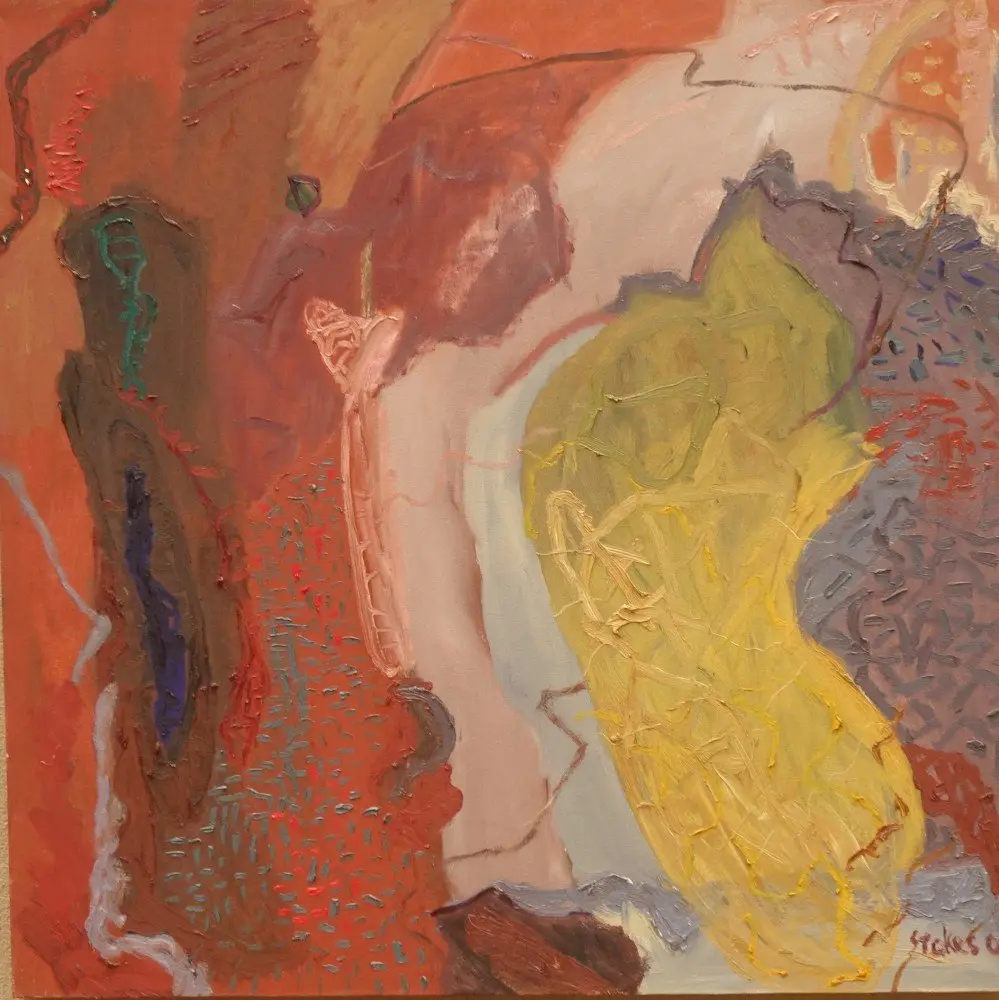 Scribbly patterns oil on canvas by artist Sally Stokes