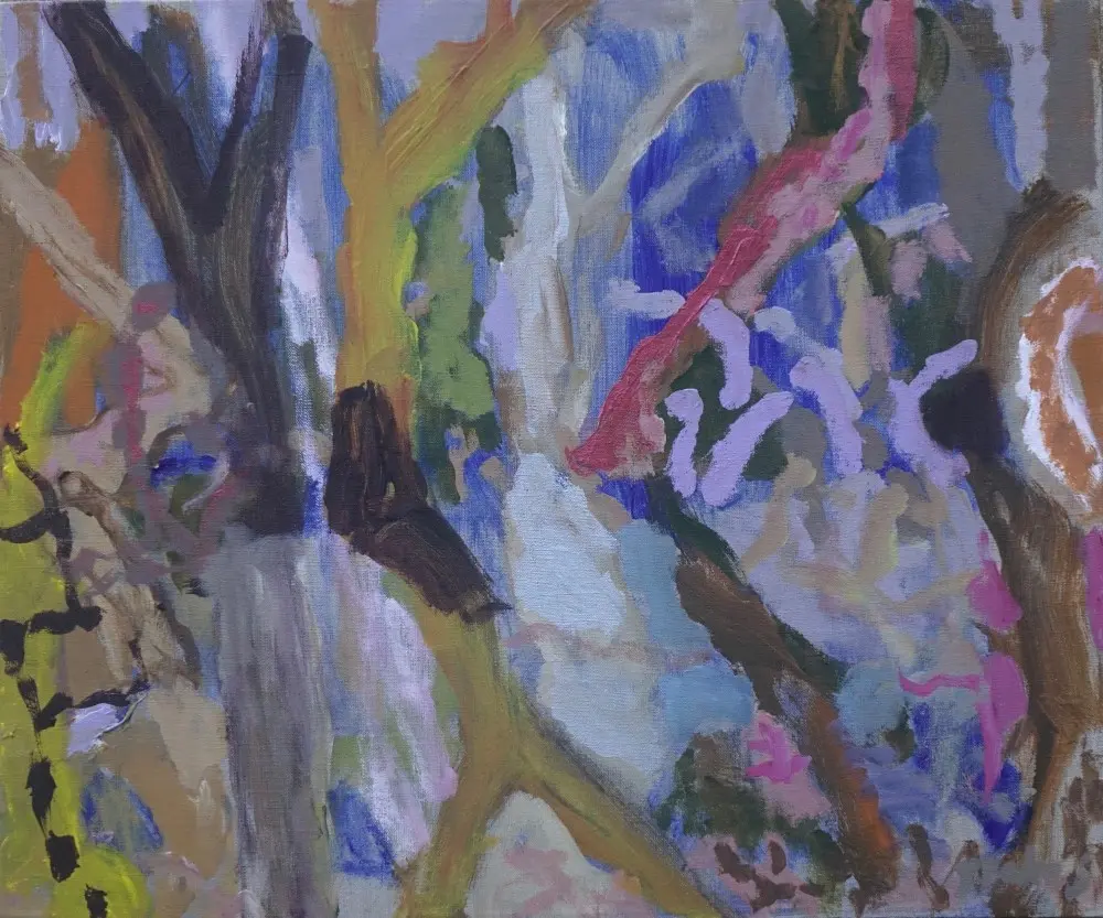 Back by nightfall(SOLD) acrylic on linen by artist Sally Stokes