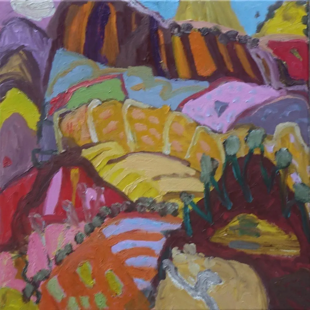 A sacred song oil on canvas by artist Sally Stokes