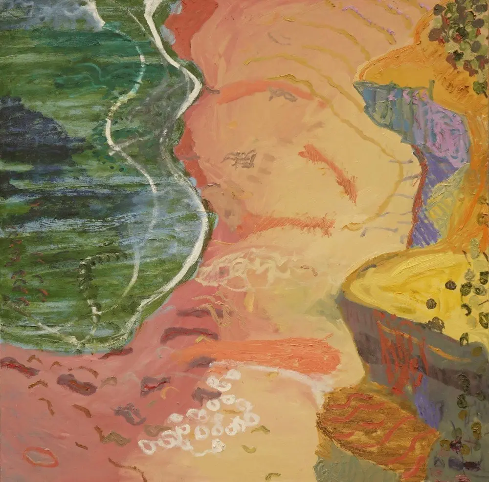 Sea meets land (Allocated A) oil on canvas by artist Sally Stokes