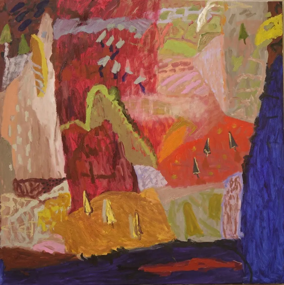 We live here  oil on canvas by artist Sally Stokes