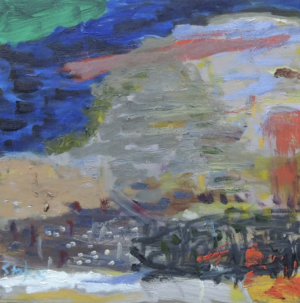 Water movements oil on linen by artist Sally Stokes