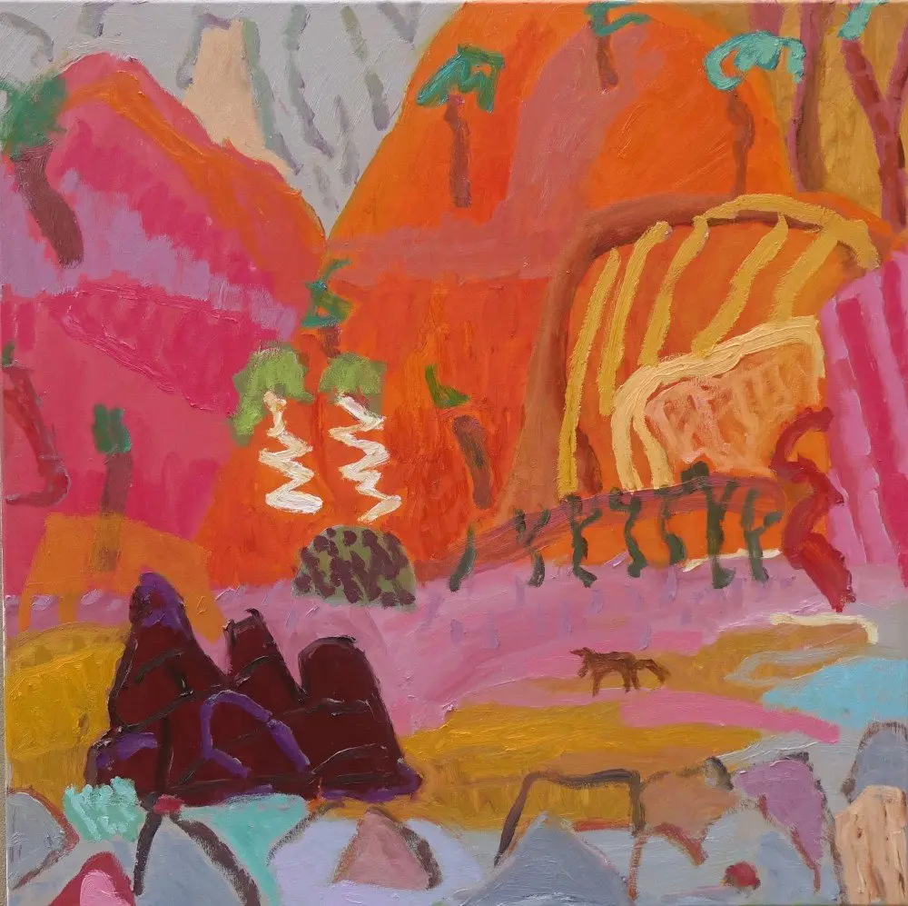 desert dingo (SOLD) oil on canvas by artist Sally Stokes