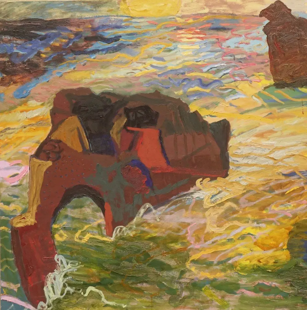 Sea sculptures oil on canvas by artist Sally Stokes