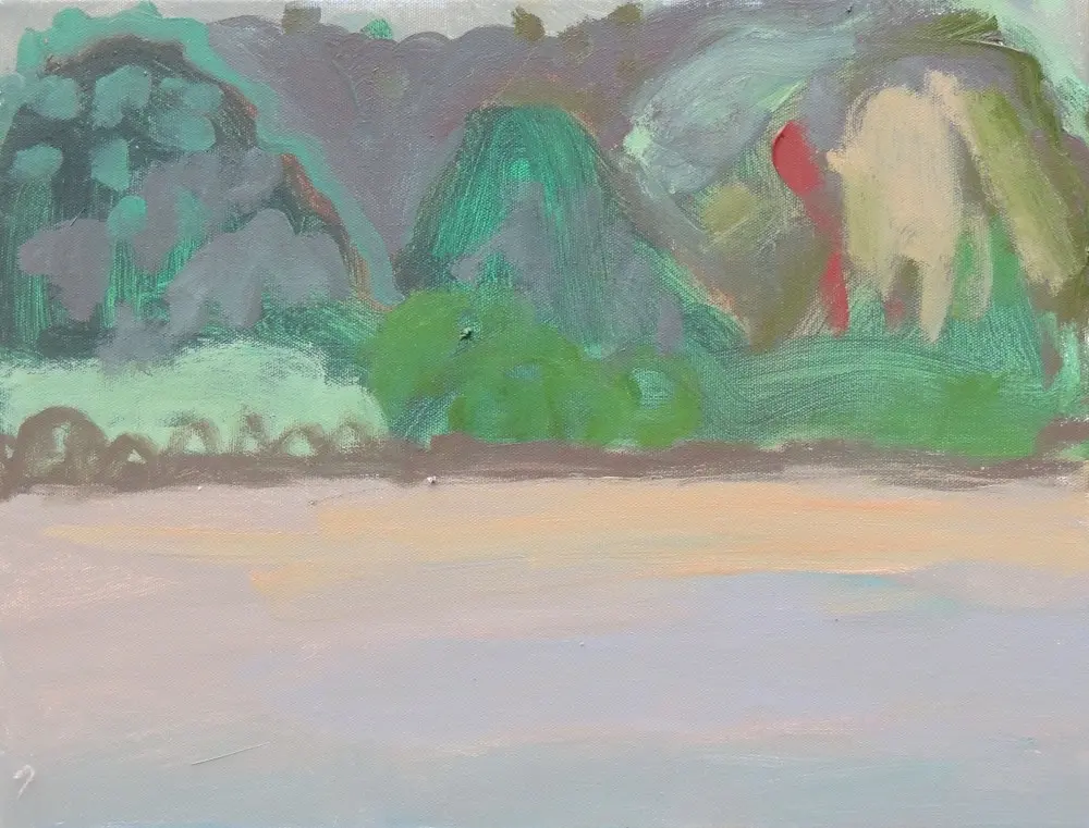 From Peat Island 3 acrylic on canvas by artist Sally Stokes