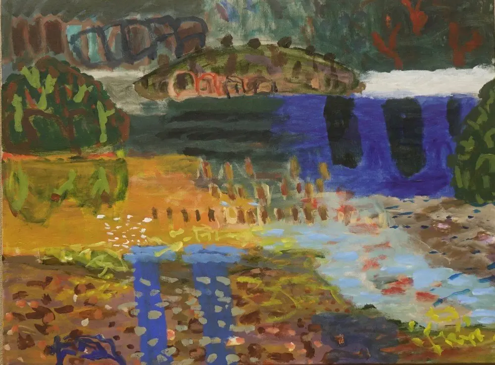 Calling tide  Acrylic on linen  by artist Sally Stokes
