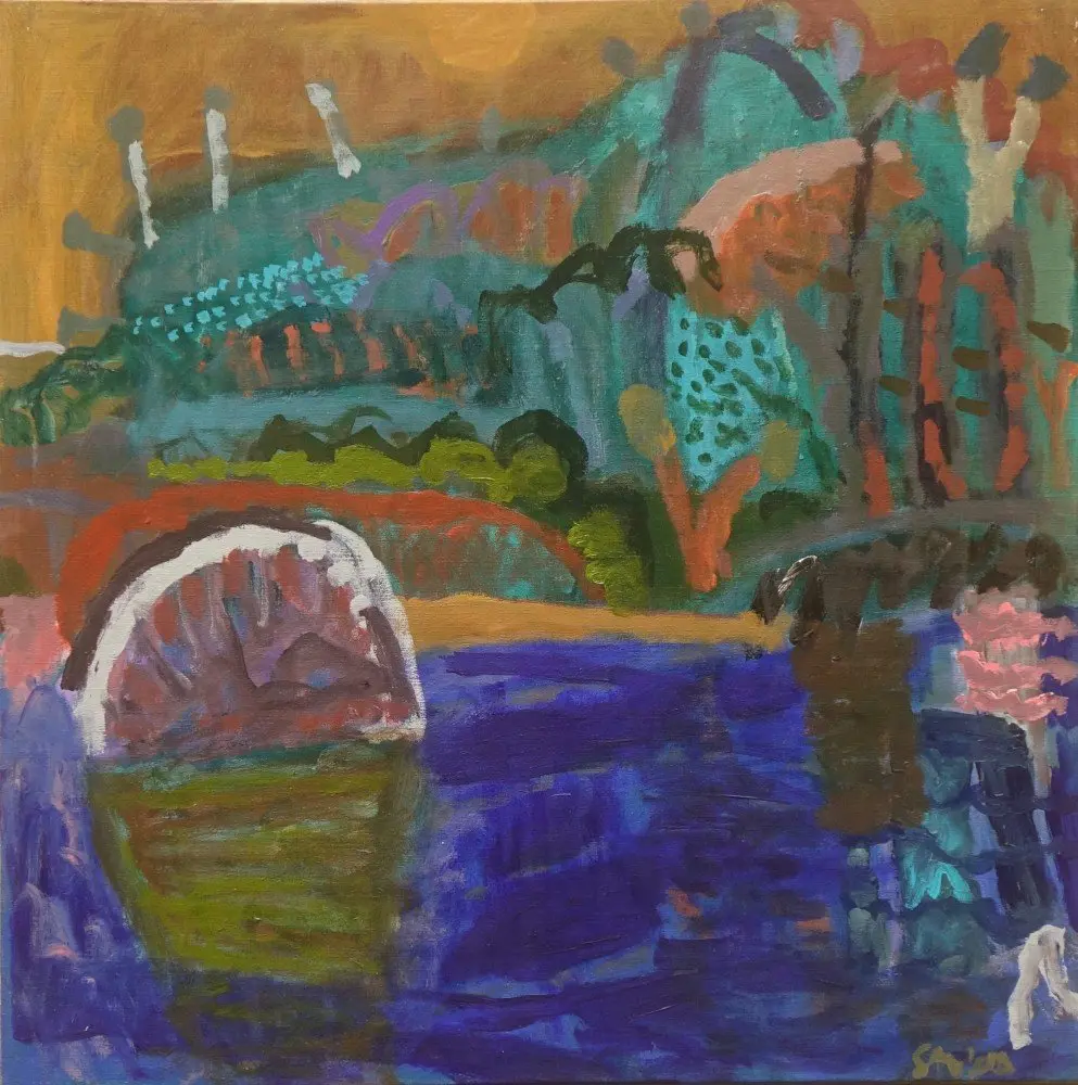 An unfindable place acrylic on linen by artist Sally Stokes