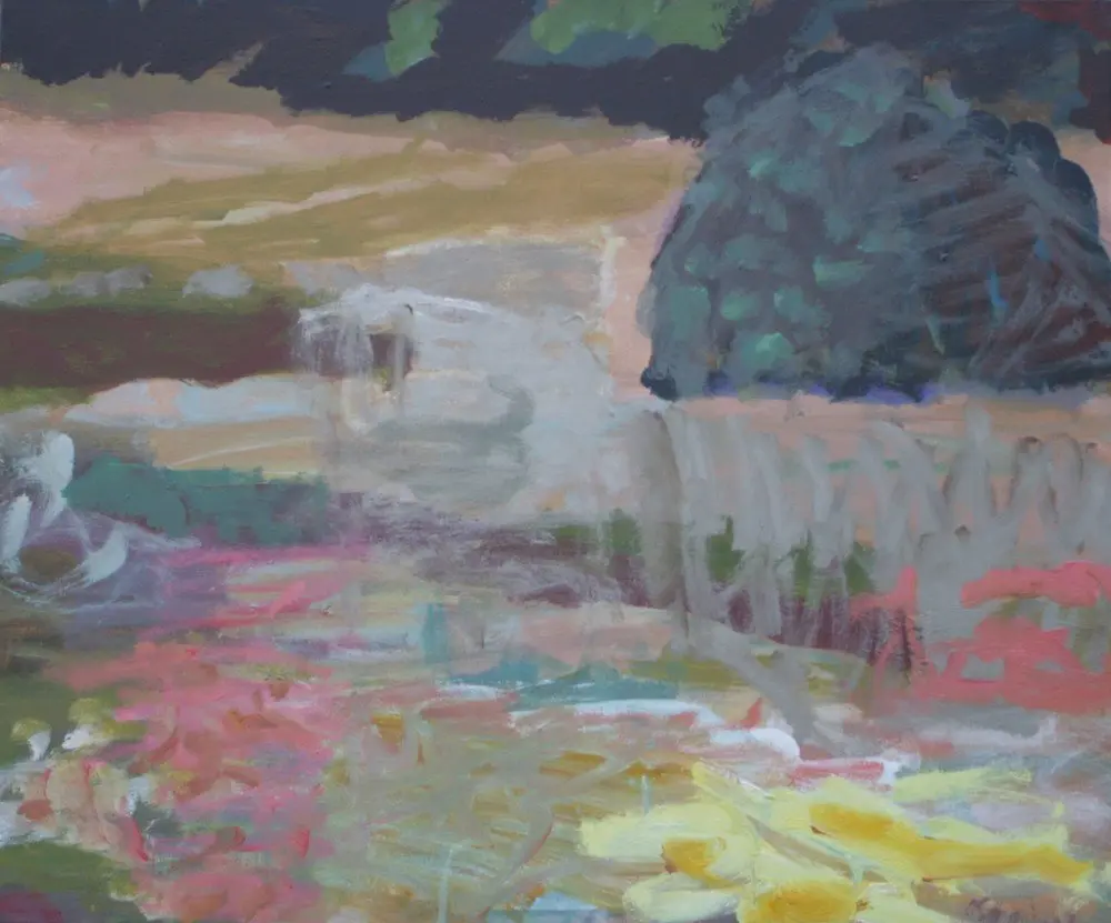 Friendly Island 2 (SOLD) oil & acrylic on canvas by artist Sally Stokes