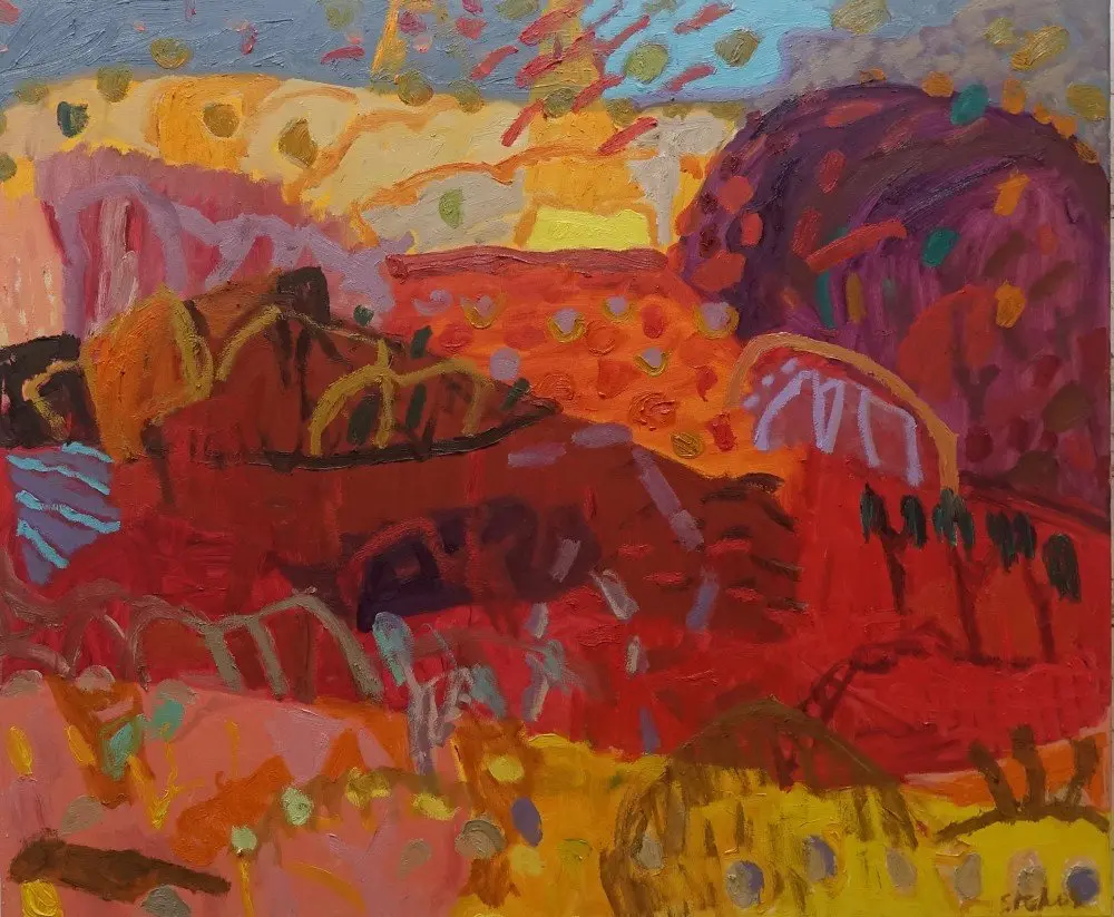 Draw your breath  oil on canvas by artist Sally Stokes