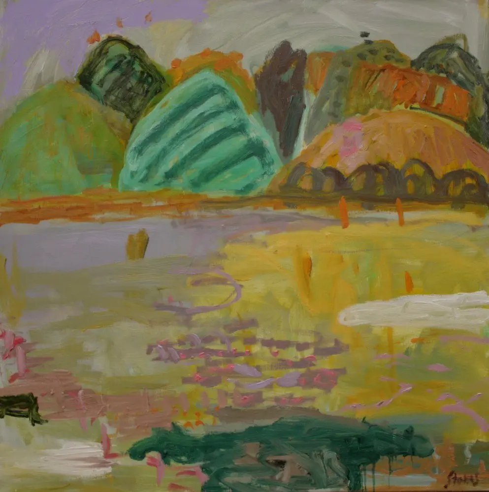 Jade Mountain oil on linen by artist Sally Stokes