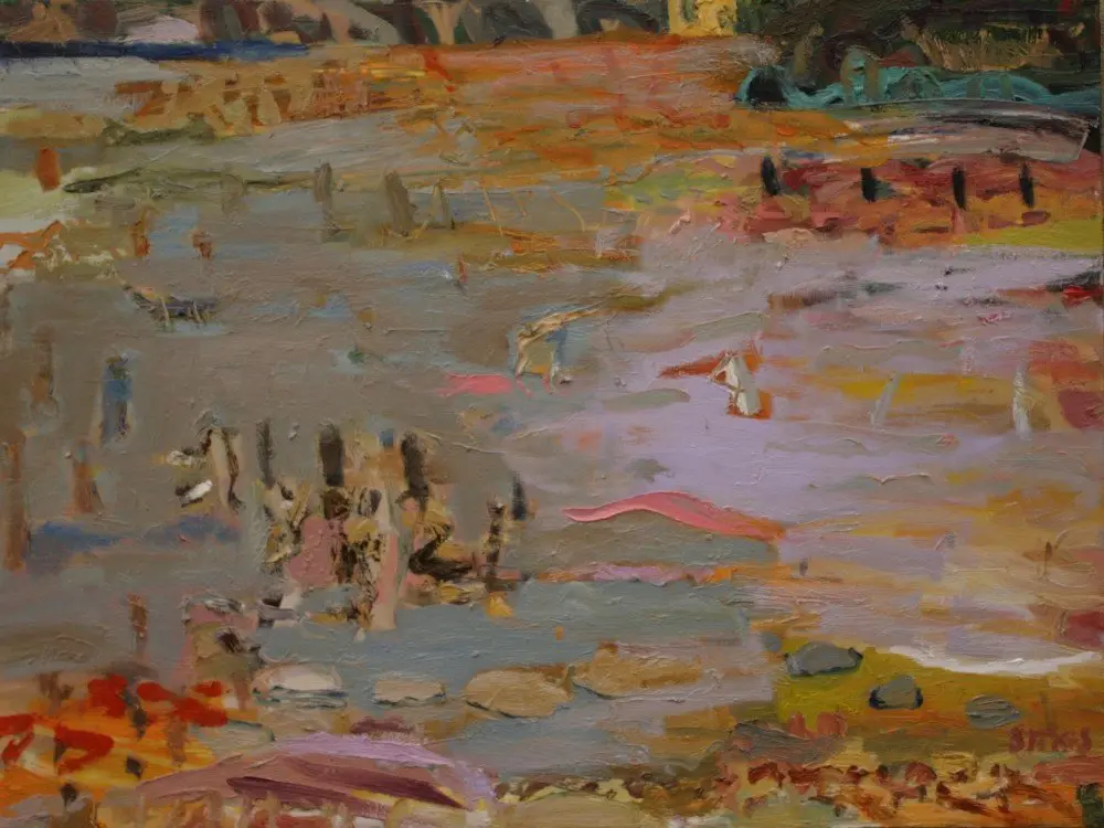 Moving Waters (SOLD) oil on canvas by artist Sally Stokes