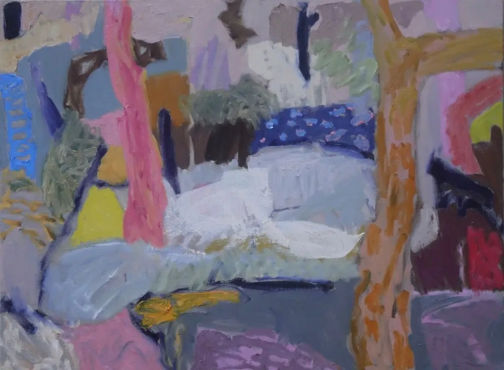 Moving through (SOLD) oil on linen by artist Sally Stokes