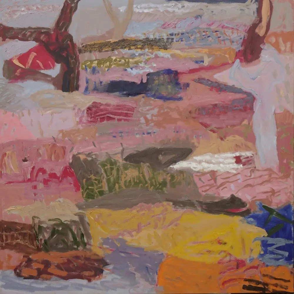 Beginning to breathe slowly(SOLD) oil on linen by artist Sally Stokes