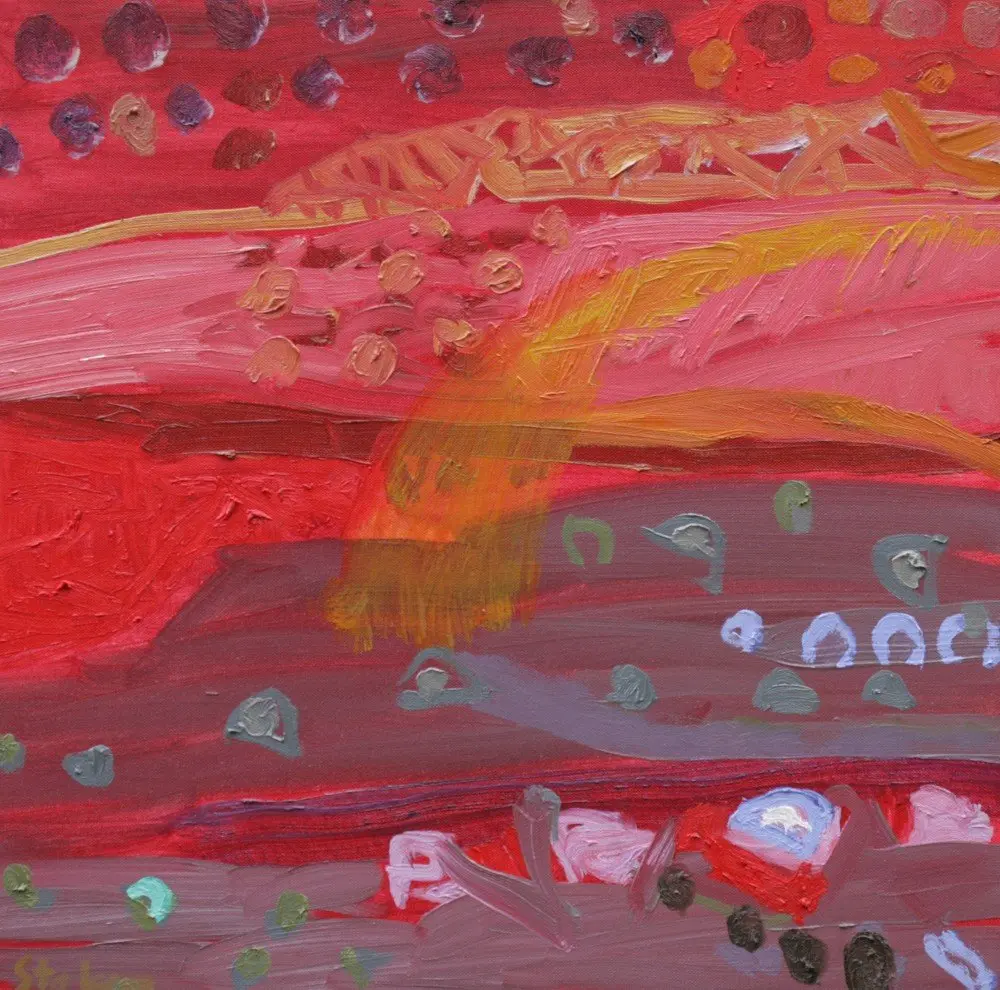 Red soils oil on canvas by artist Sally Stokes