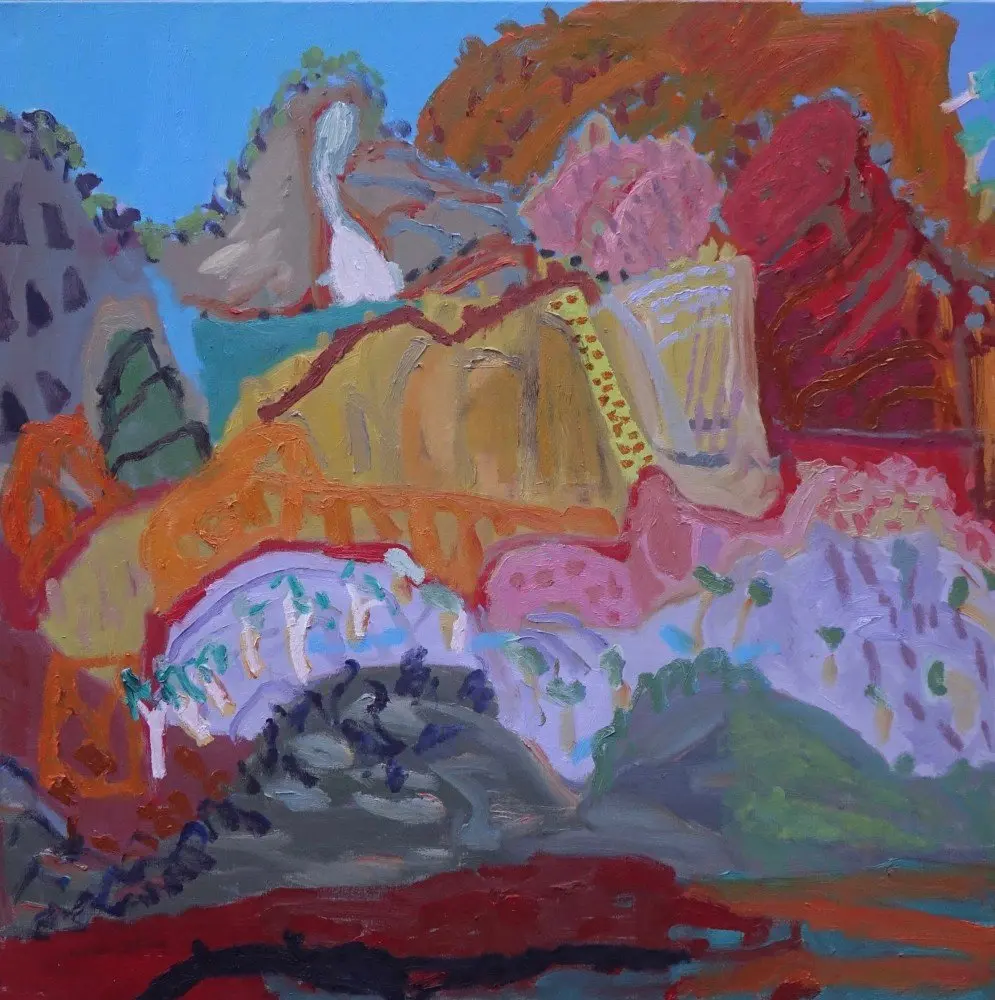 Clinging on oil on linen by artist Sally Stokes