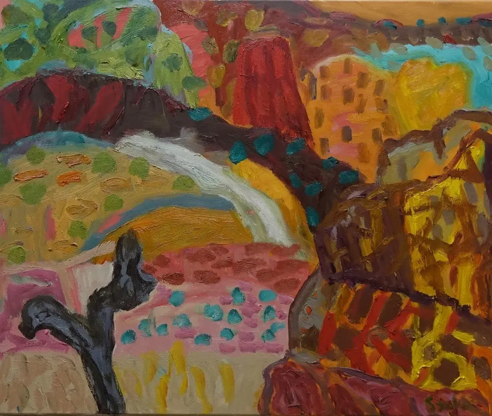 Music  oil on canvas by artist Sally Stokes