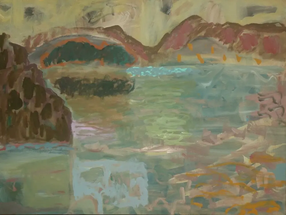 The fading light acrylic on linen by artist Sally Stokes